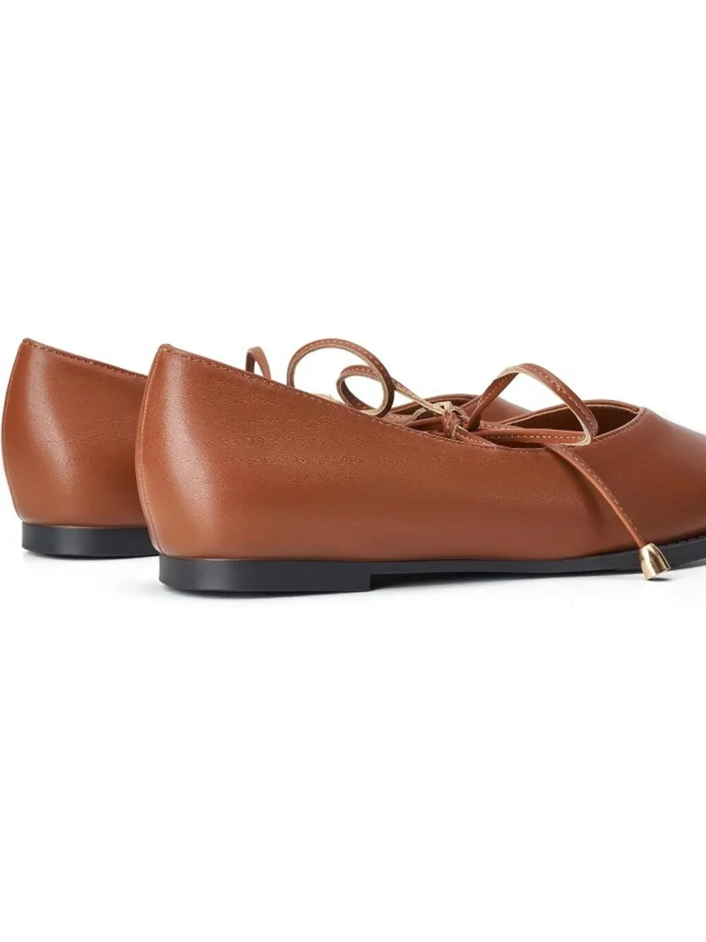 Women's Brown Mary Jane Ballet Flats Square Toe Bow Comfort Dress Shoes
